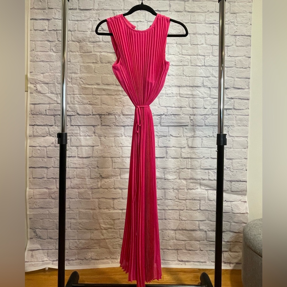 Ann Taylor Fuchsia Pleated Maxi Dress